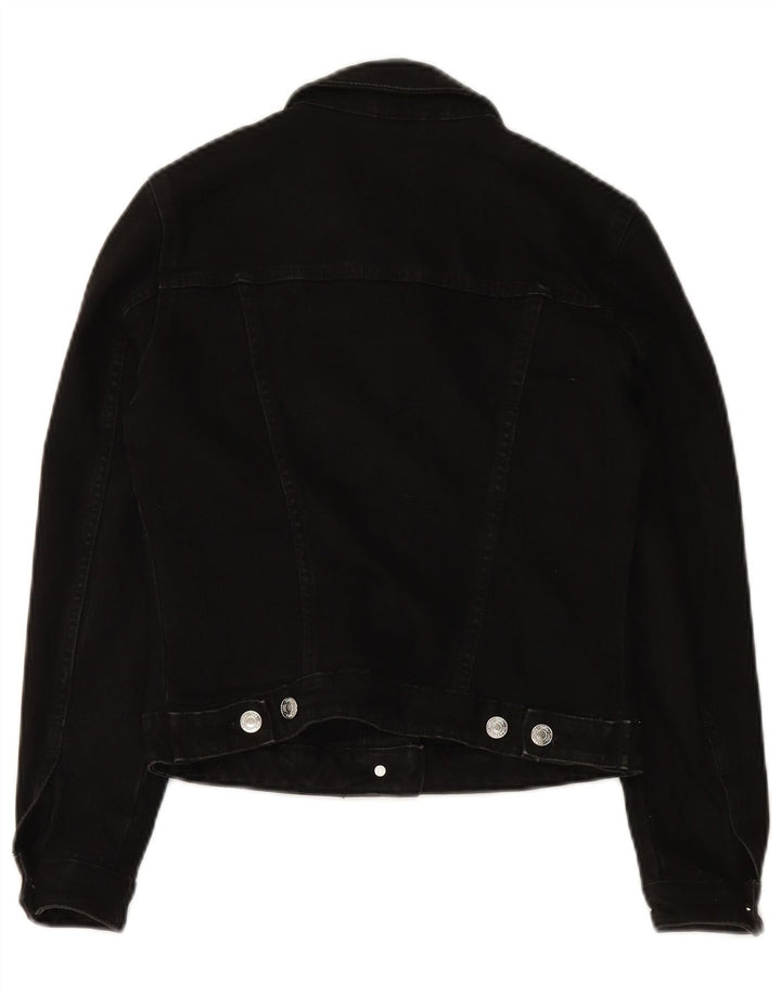 ZARA Chaqueta vaquera corta para mujer UK 10 Small Algodón negro