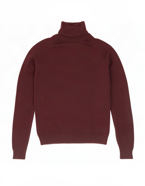 Zara Mujer Roll Neck Jumper Sweater UK 8 Small Borgoña Algodón