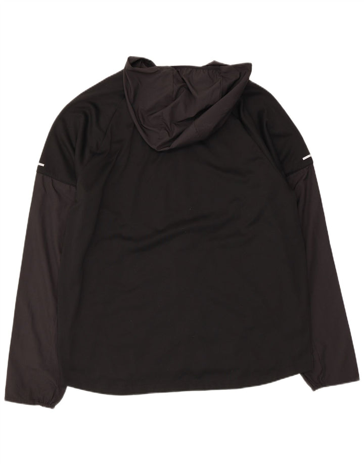 NIKE Chaqueta deportiva con capucha Therma-Fit para hombre, talla mediana, color negro