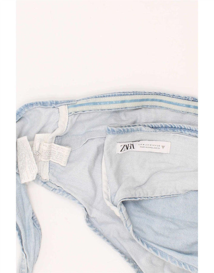 Zara Mujer Crop Top Denim Azul Medio Algodón