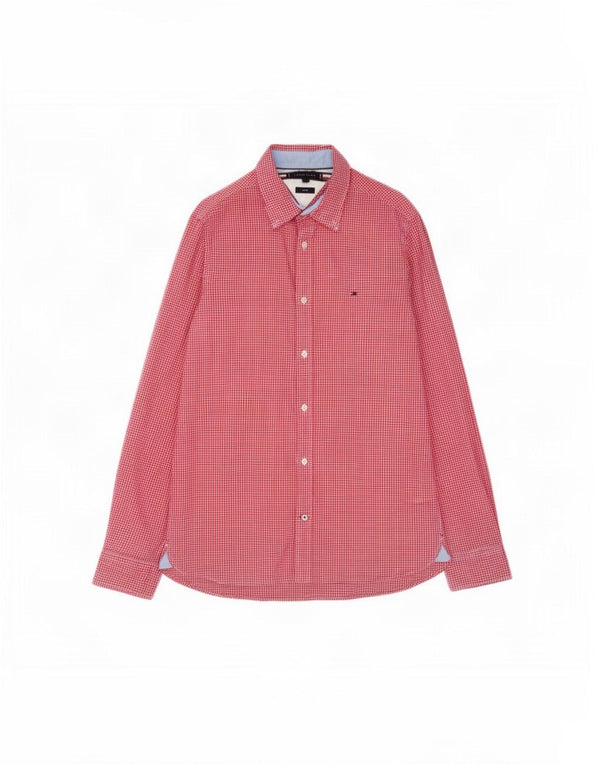 Tommy Hilfiger Camisa Slim Fit para Hombre Algodón a Cuadros Rojo Grande