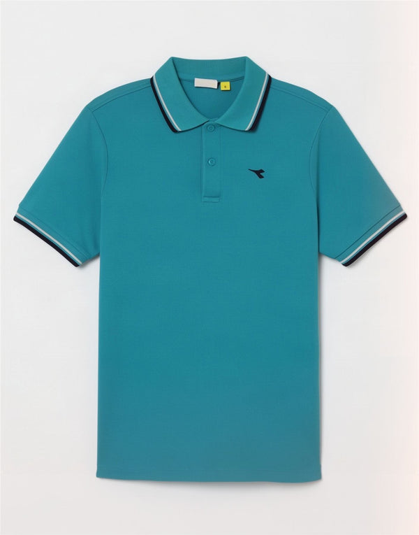Diadora Polo Hombre Small Turquesa Rayas