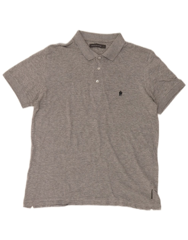 French Connection Polo para hombre de algodón moteado gris grande