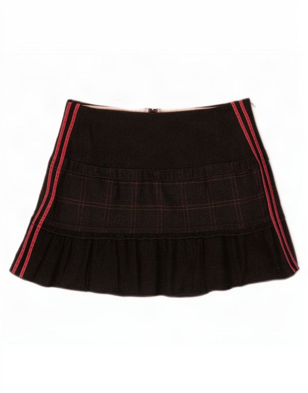 Minifalda Mujer Benetton IT 44 Medium W30 Lana Virgen A Cuadros Gris