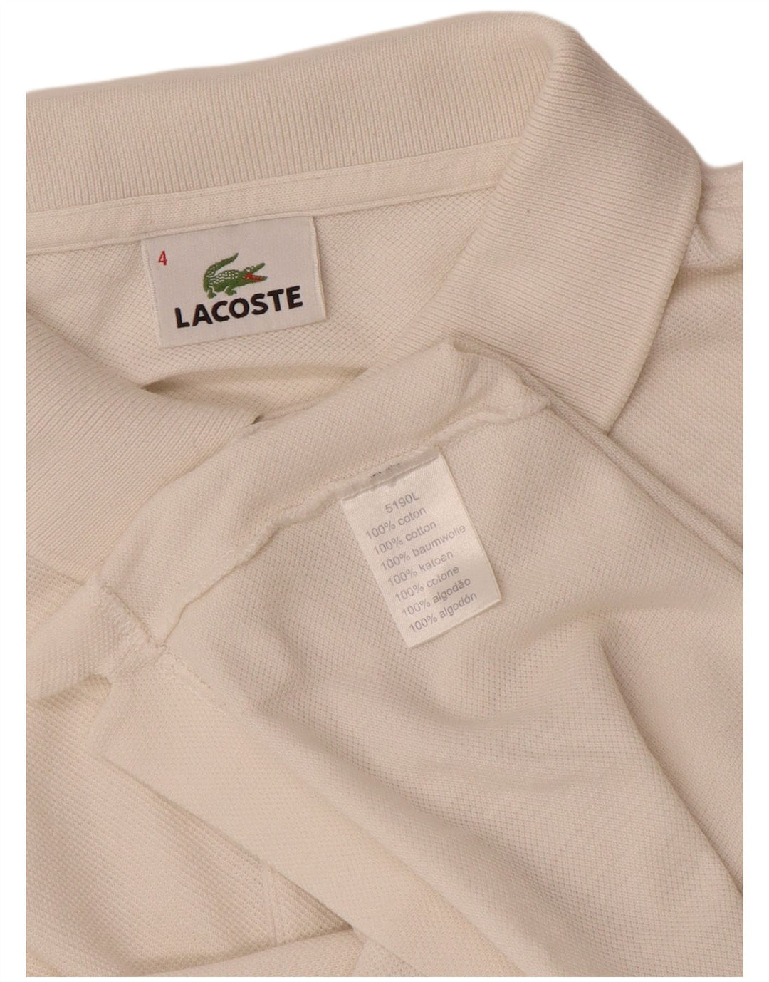 LACOSTE Polo para hombre talla 4 mediano algodón blanco