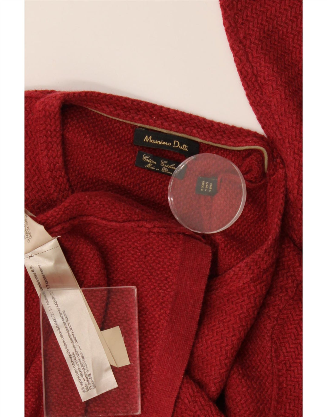 Massimo Dutti Jersey Cuello Redondo Hombre Large Rojo Algodón