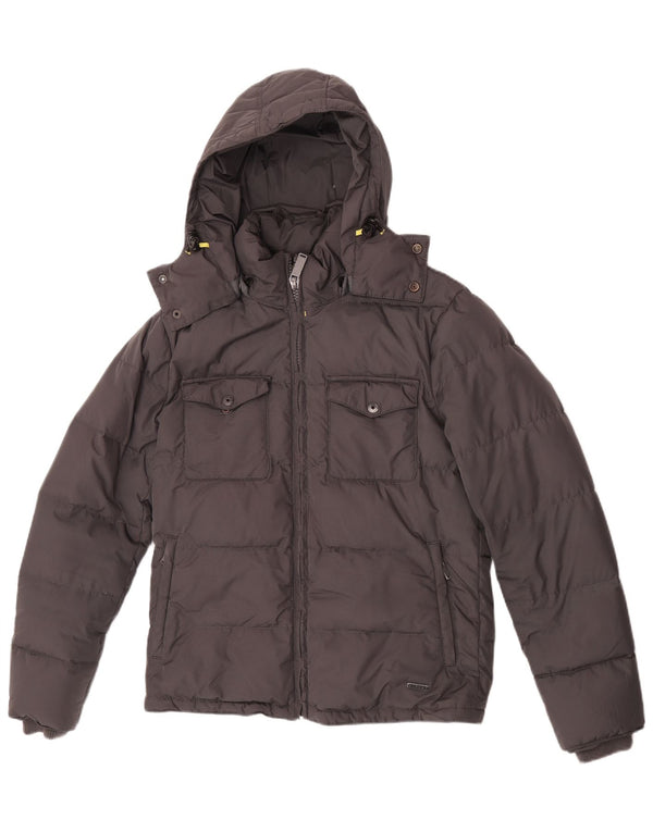 Sisley Chaqueta acolchada con capucha para hombre UK 36 Small Gris Poliéster