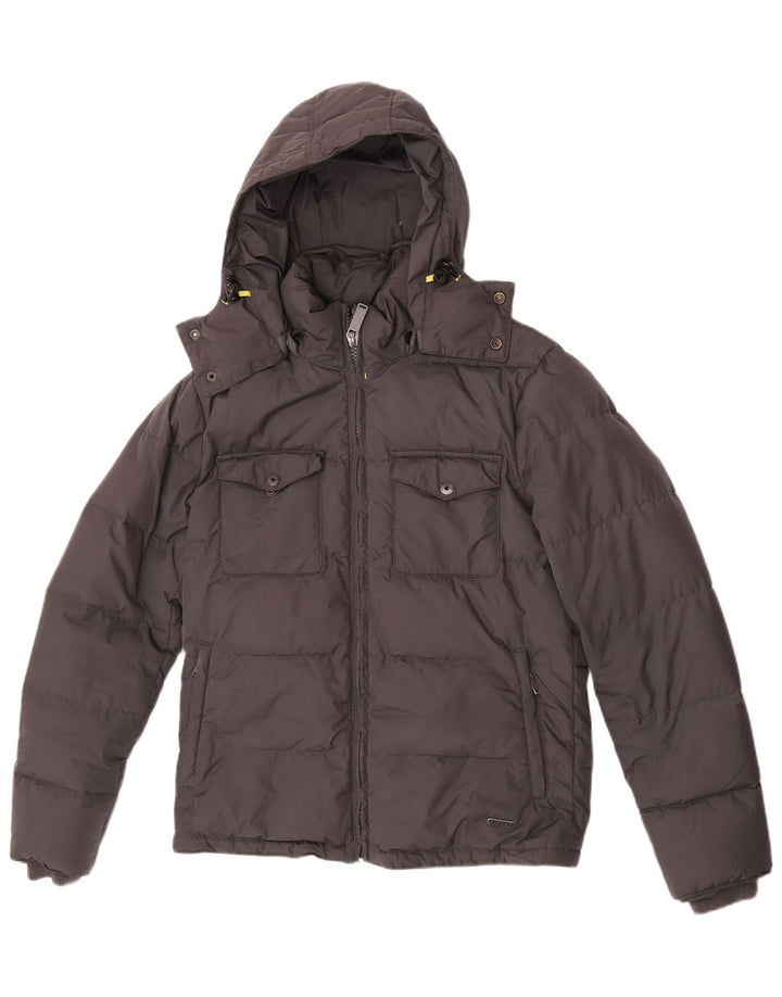 Sisley Chaqueta acolchada con capucha para hombre UK 36 Small Gris Poliéster