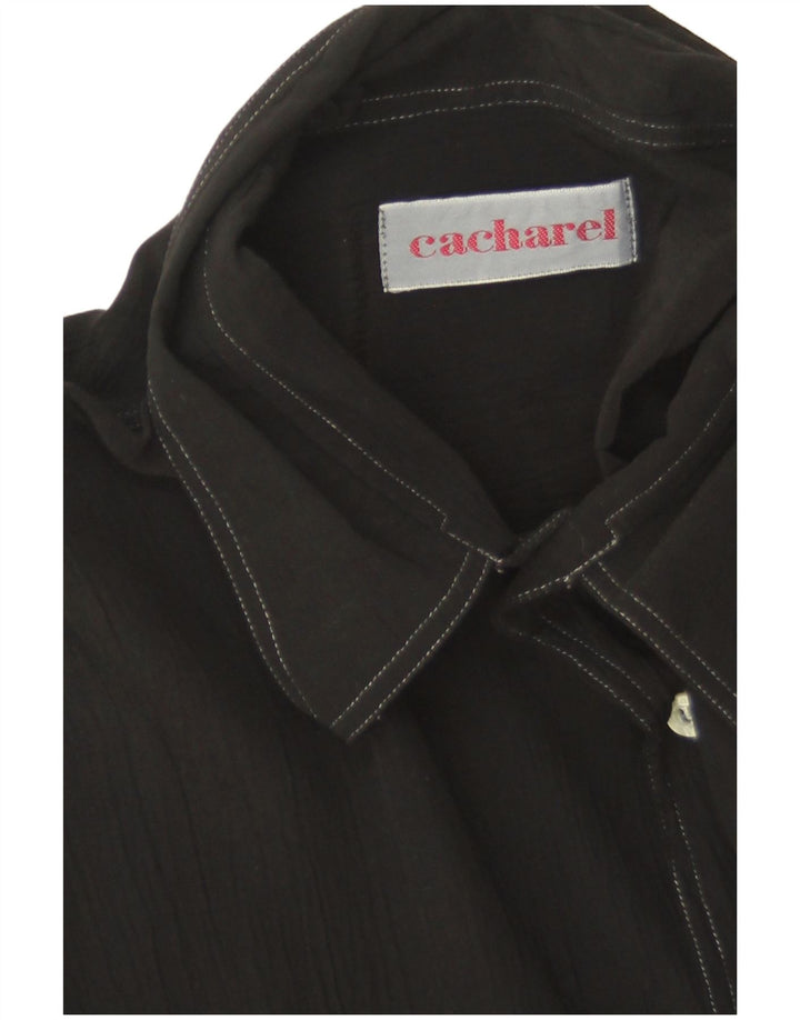 Cacharel Camisa alta de manga corta para hombre XL Negro