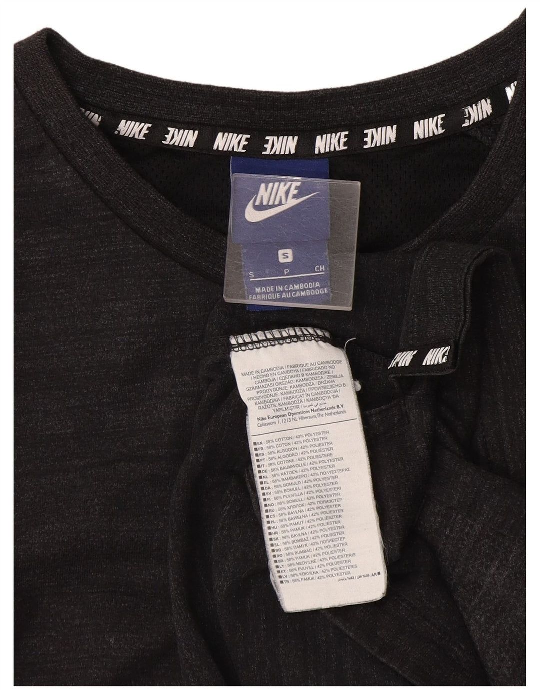 Camiseta Nike Hombre Top Small Gris Rayas Algodón