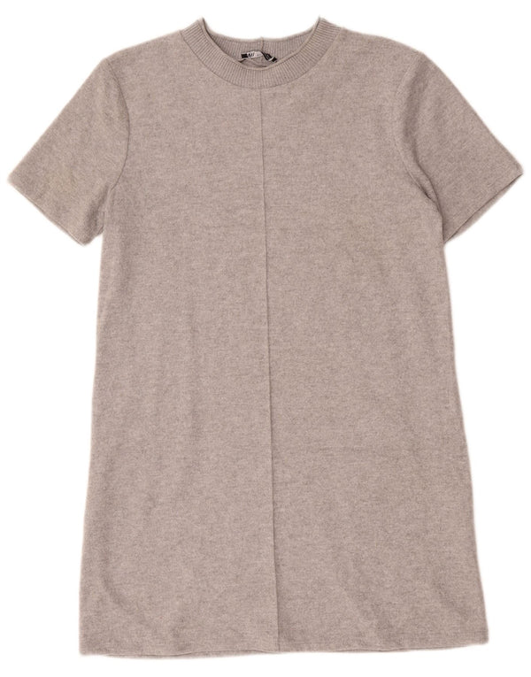Zara Vestido tipo camiseta para mujer UK 46 Poliéster moteado gris grande