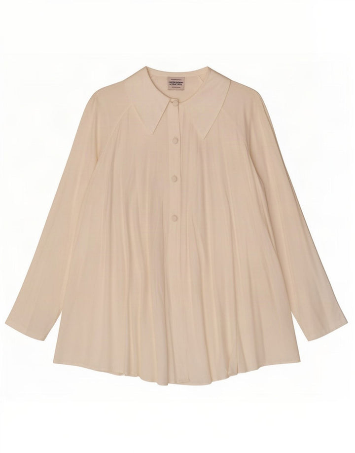 Benetton Blusa Camisera Extragrande IT 44 Mediana Viscosa Blanco Roto