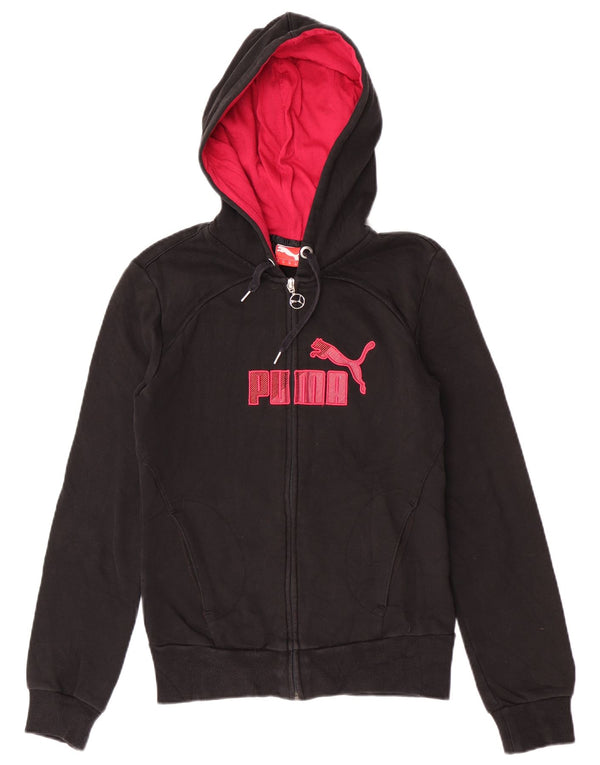 Puma - Sudadera con capucha para mujer, diseño gráfico, ajuste regular, con cremallera, talla 8, color negro