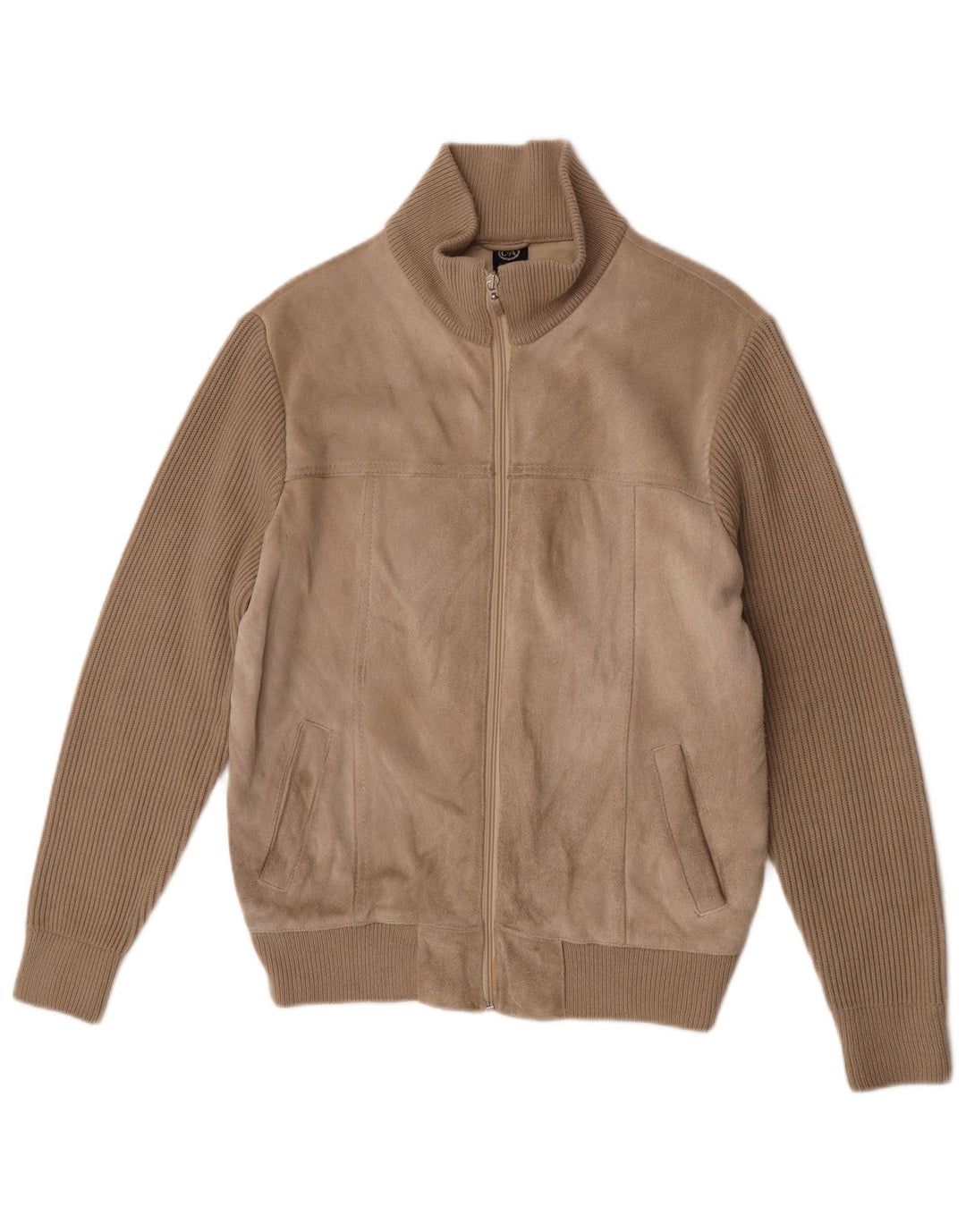 C&A Suéter tipo cárdigan de ante para hombre EU 52/54 Large Beige Poliacrílico