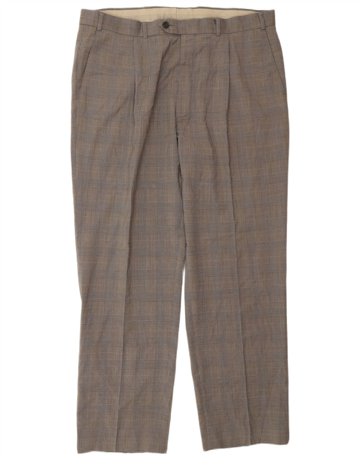 Marks & Spencer Pantalón de traje entallado para hombre W38 L31 Pata de gallo negra