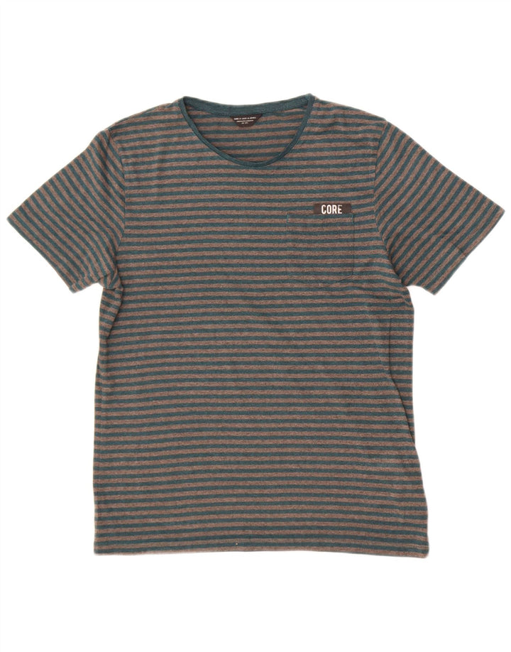 Jack & Jones Hombre Camiseta Top Algodón Rayas Gris Medio