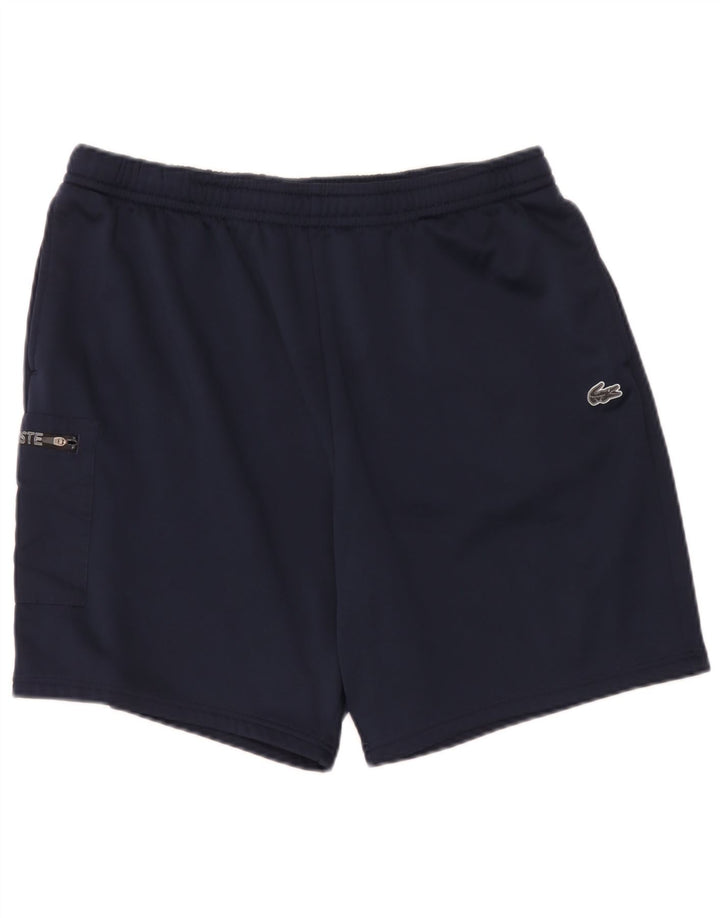 Lacoste Pantalones cortos deportivos cargo de ajuste regular para hombre Talla 7 2XL Poliéster azul marino