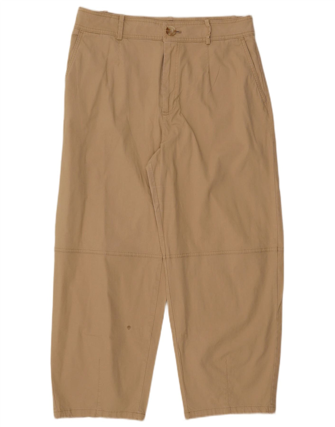 ZARA Mujer Pantalones Cortos Cónicos De Cintura Alta Grande W30 L24 Beige