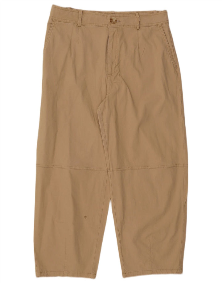 ZARA Mujer Pantalones Cortos Cónicos De Cintura Alta Grande W30 L24 Beige