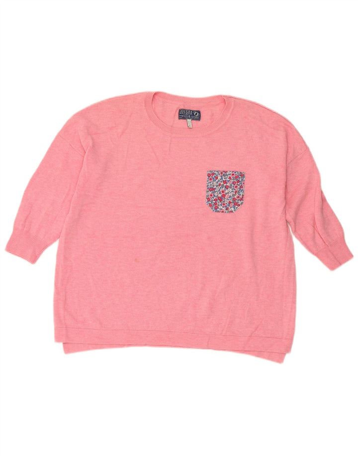 Joules Jersey extragrande con cuello redondo para mujer, talla 40, talla grande, poliamida rosa
