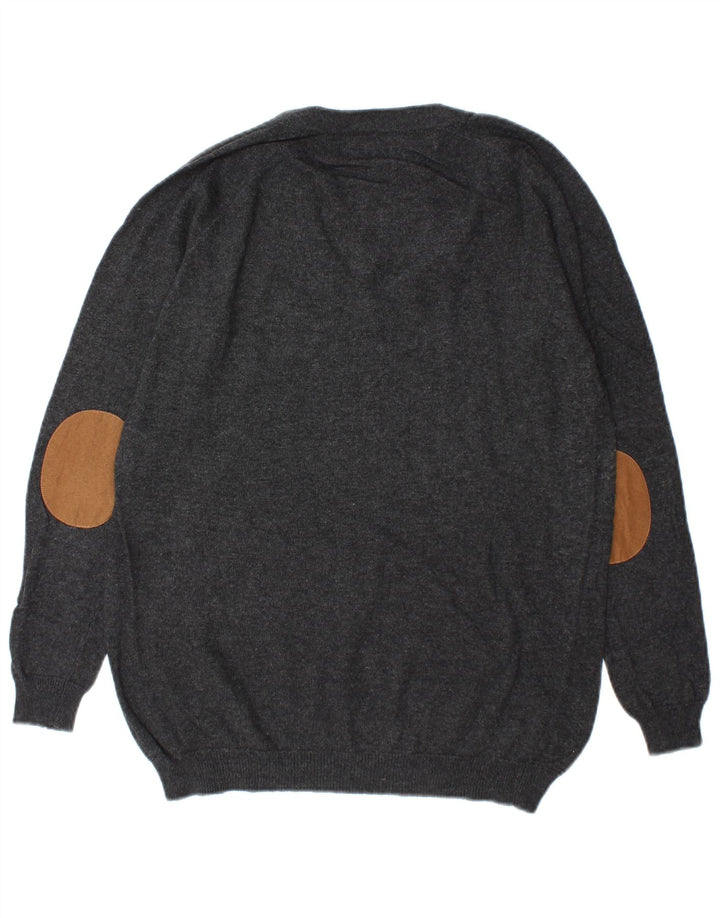 Zara Hombre Jersey Con Cuello En V Jersey Small Gris Algodón