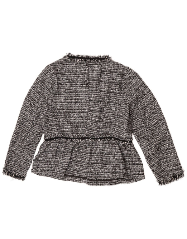 Zara Chaqueta Americana Abierta para Mujer UK 44 Poliéster Moteado Gris Medio