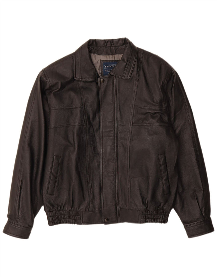 Vintage chaqueta de cuero para hombre Reino Unido 40 cuero negro grande