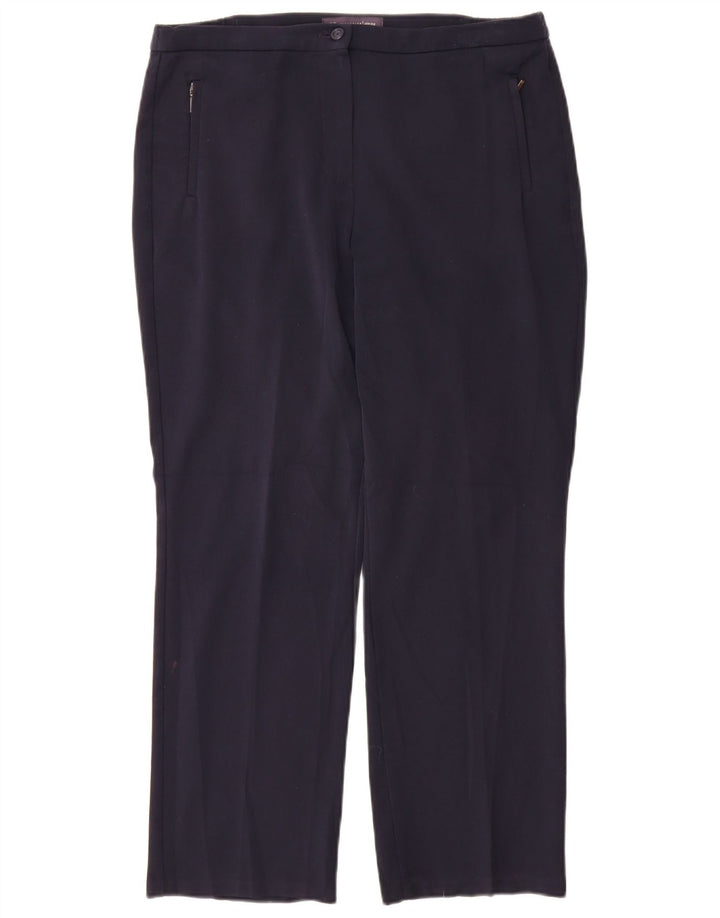 Pantalones casuales rectos para mujer Marks & Spencer W32 L28 Poliéster azul marino