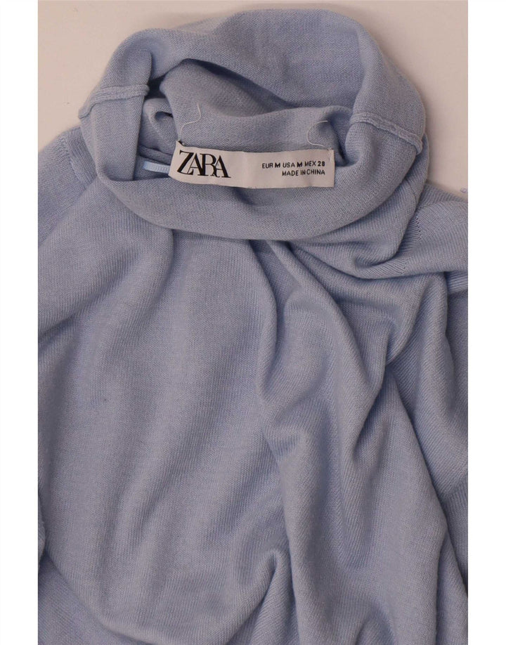 Zara - Jersey con cuello vuelto para mujer, talla 40, color azul medio