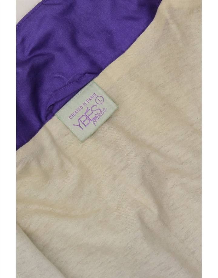 Vintage hombres chándal top chaqueta grande púrpura colorblock nylon