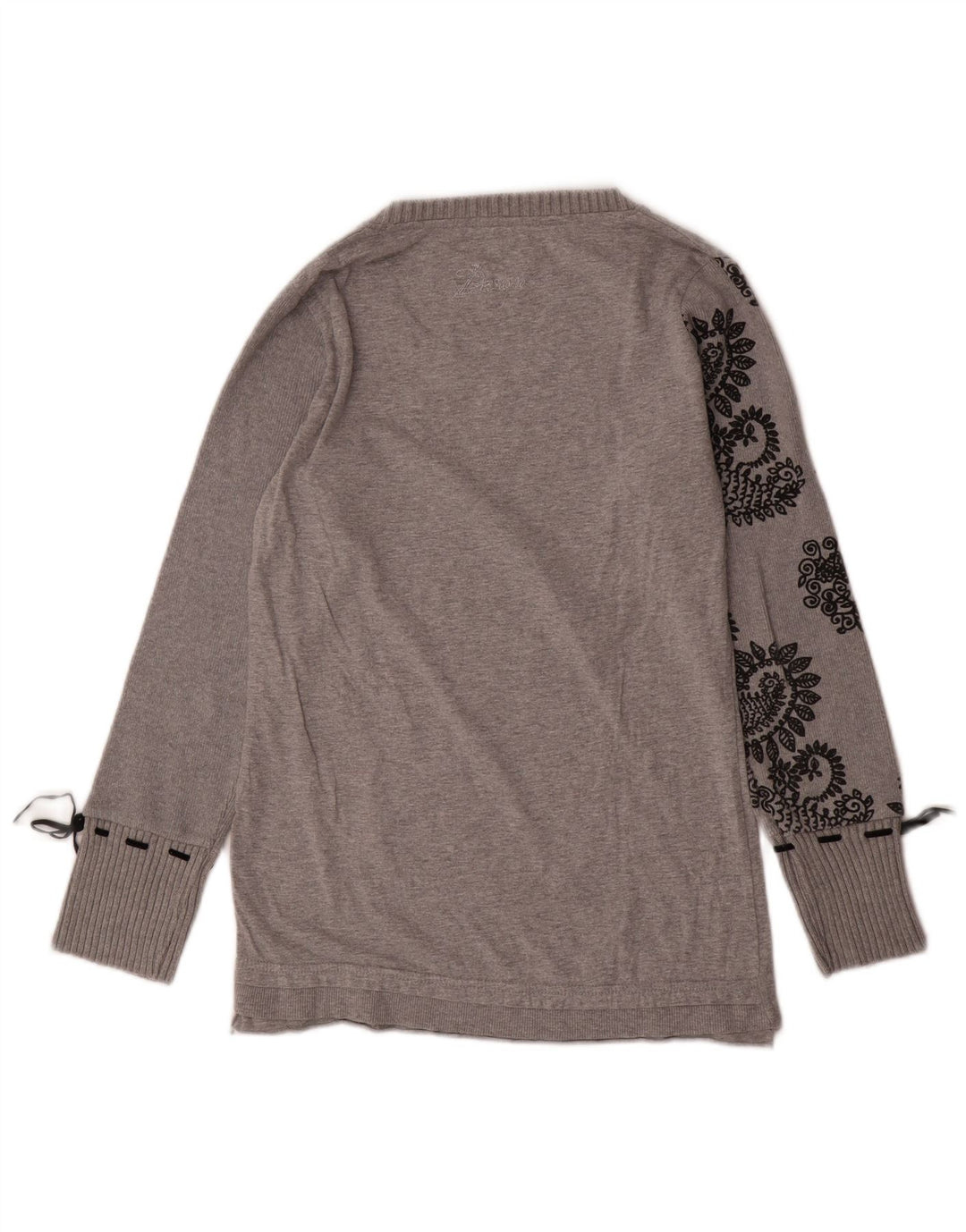 DESIGUAL Top gráfico para mujer de manga larga UK 44 Large Grey Paisley Heart