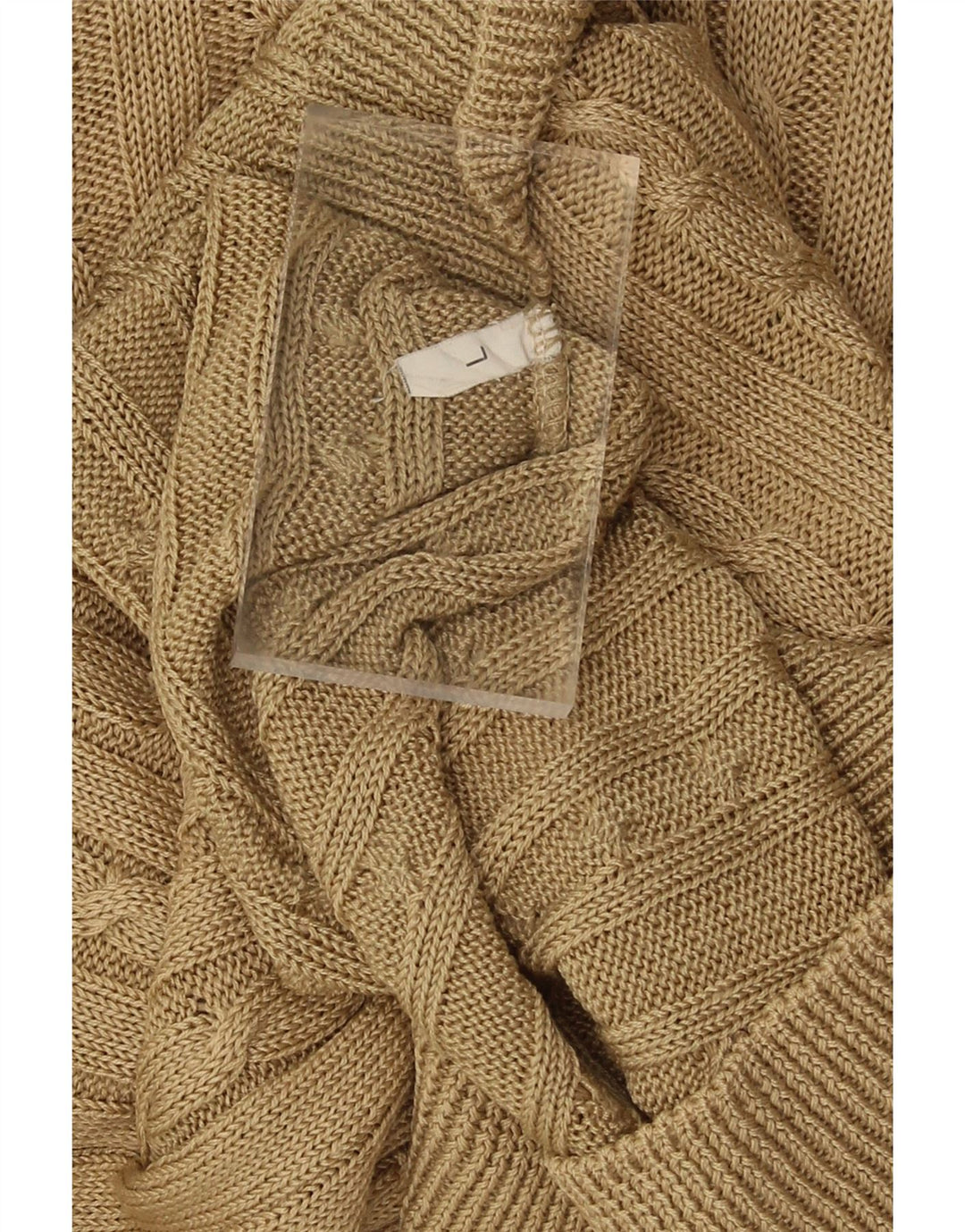VINTAGE Mens Crew Neck Jumper Sweater Large Beige