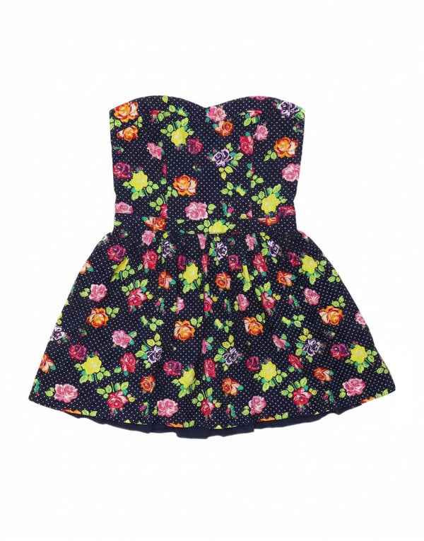 Superdry Top Túnica Sin Mangas para Mujer UK 8 Small Azul Marino Floral Algodón