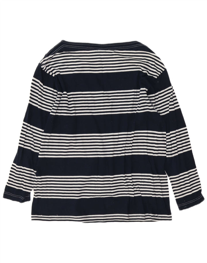 Trussardi Jeans Mujer Gráfico Top Manga Larga UK 44 Medio Azul Marino