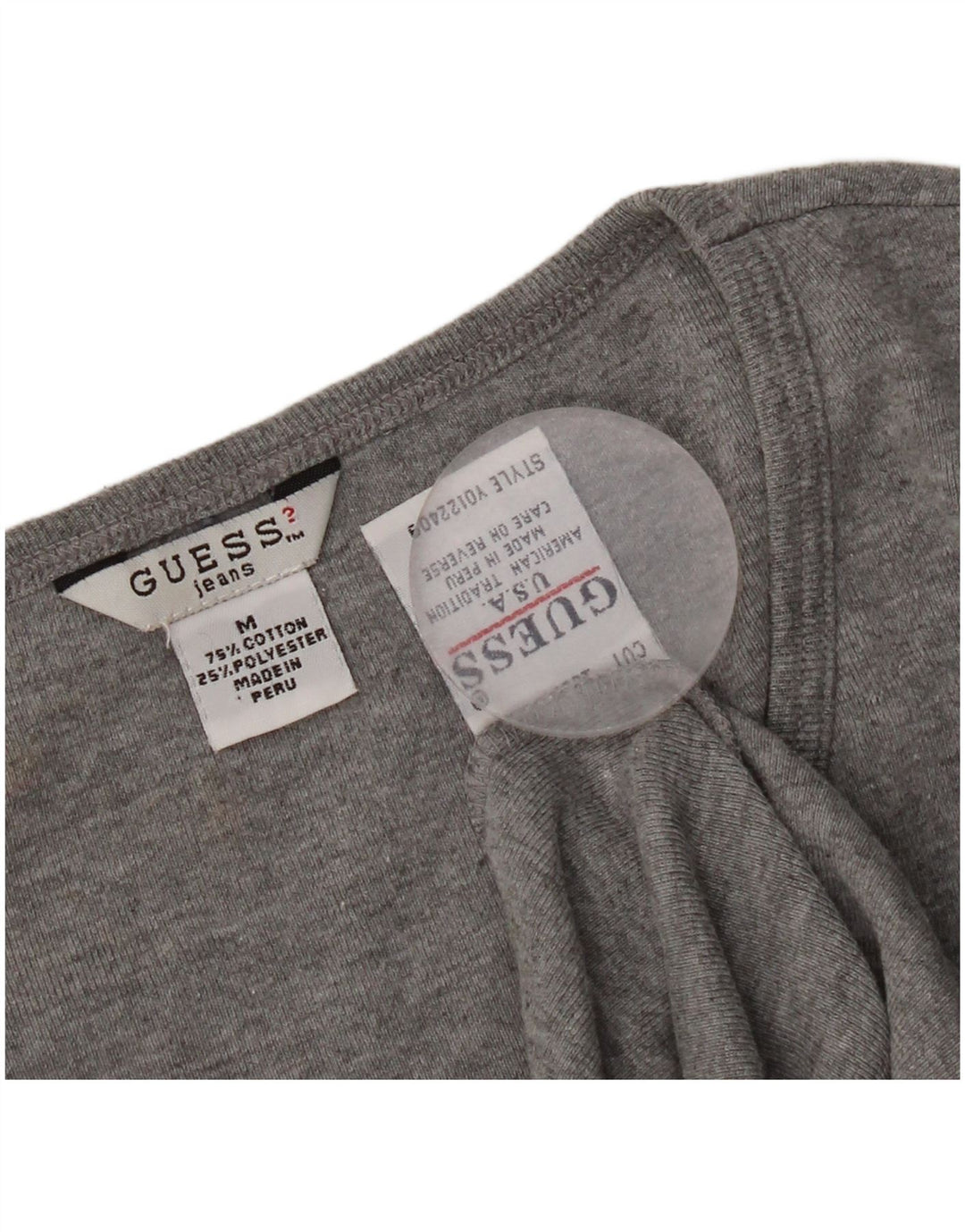 Guess Top corto para mujer de manga larga UK 42 Algodón gris medio