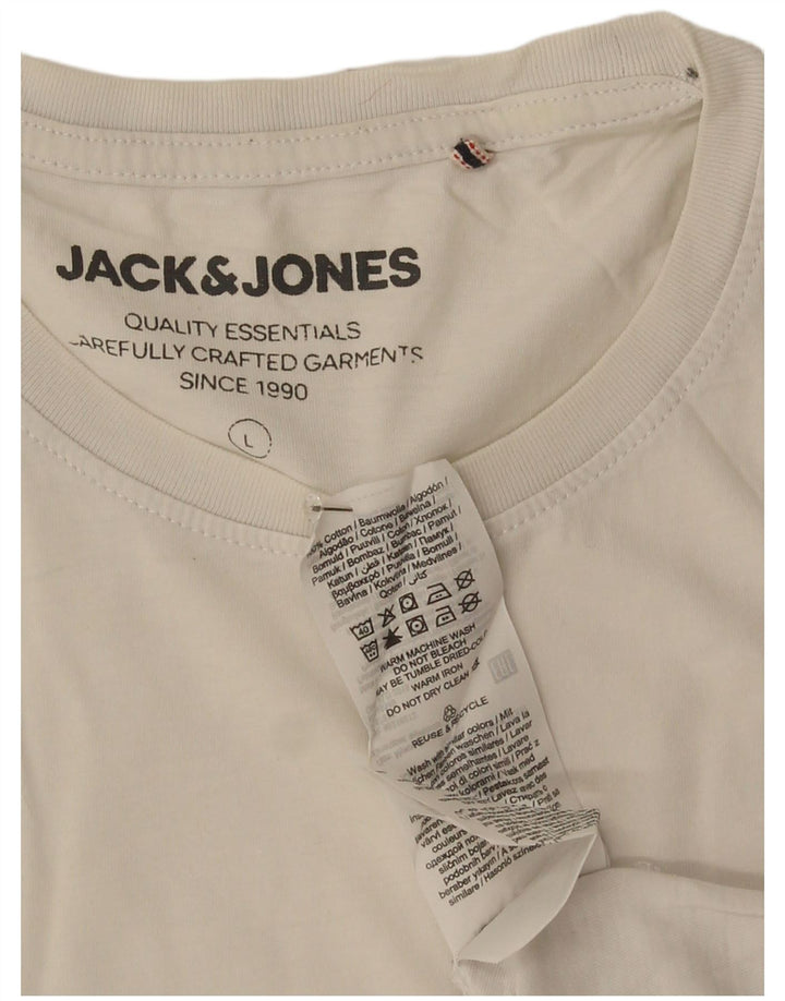 Jack & Jones - Camiseta gráfica para hombre, talla grande, algodón blanco