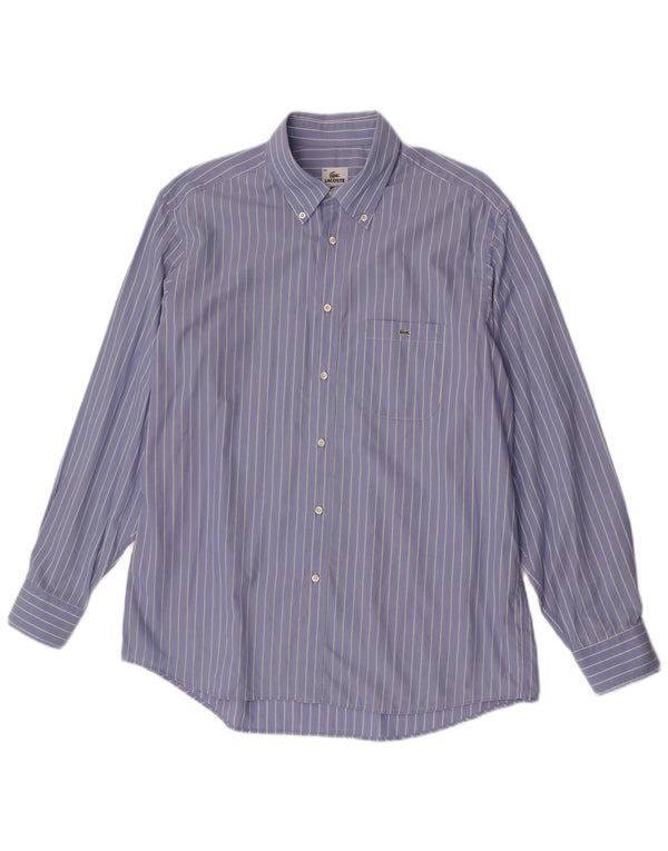 Lacoste Mens Shirt Size 44 XL Blue Pinstripe Cotton