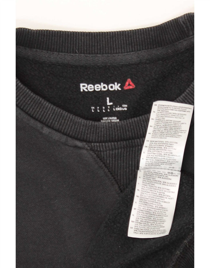 Reebok - Sudadera para hombre, talla grande, algodón negro