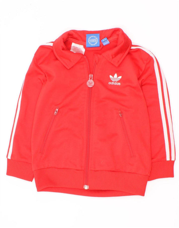 Adidas Boys Graphic Chándal Top Chaqueta 2-3 Años Rojo Poliéster