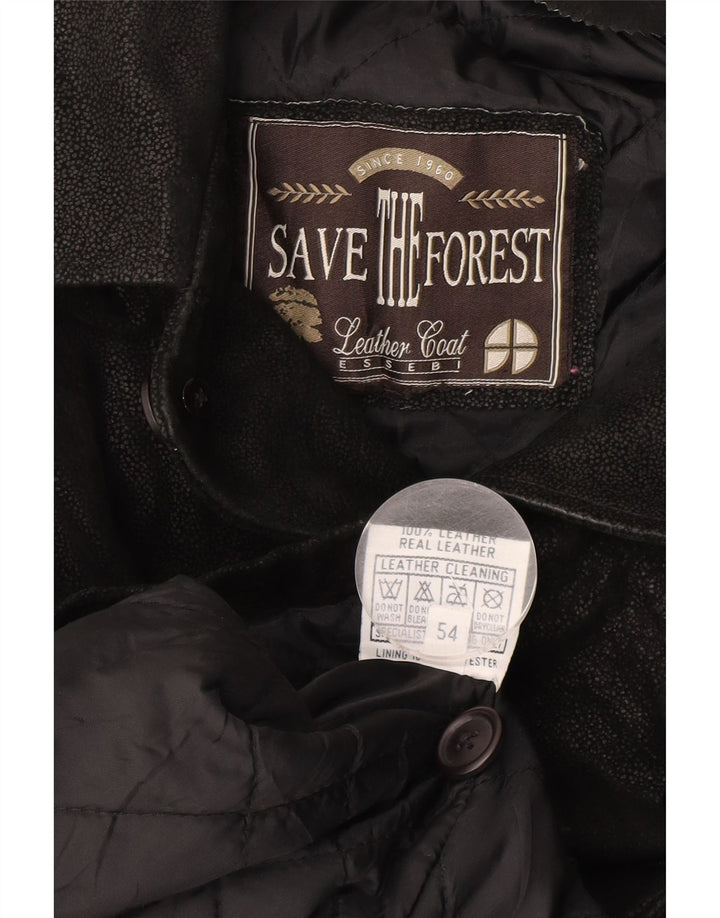 SAVE THE FOREST Chaqueta de cuero para hombre IT 54 2XL Cuero negro
