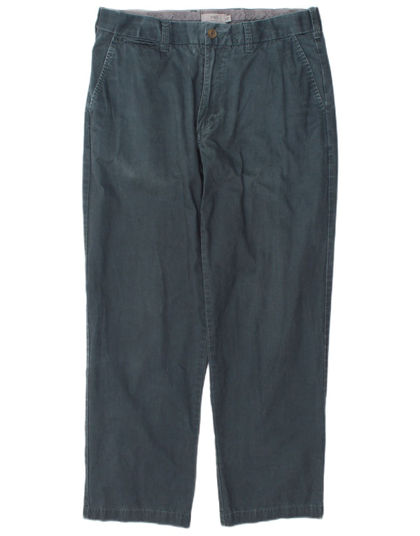 Marks & Spencer Pantalones chinos rectos para hombre W34 L29 Algodón azul marino