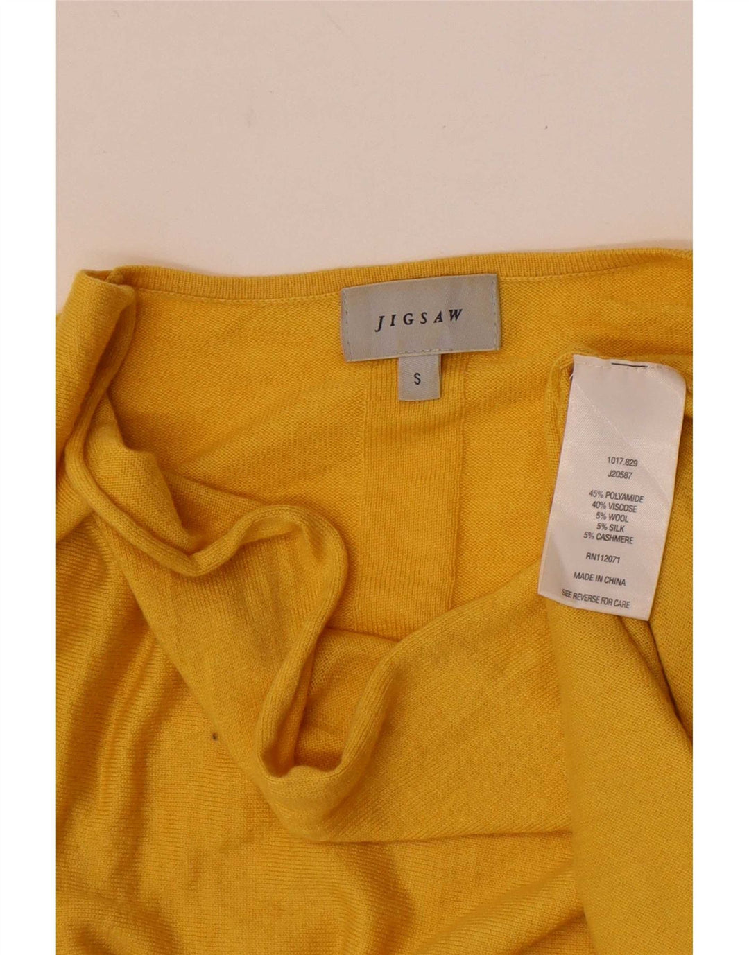 Jigsaw Mujer Top Manga Larga UK 10 Small Amarillo Poliamida