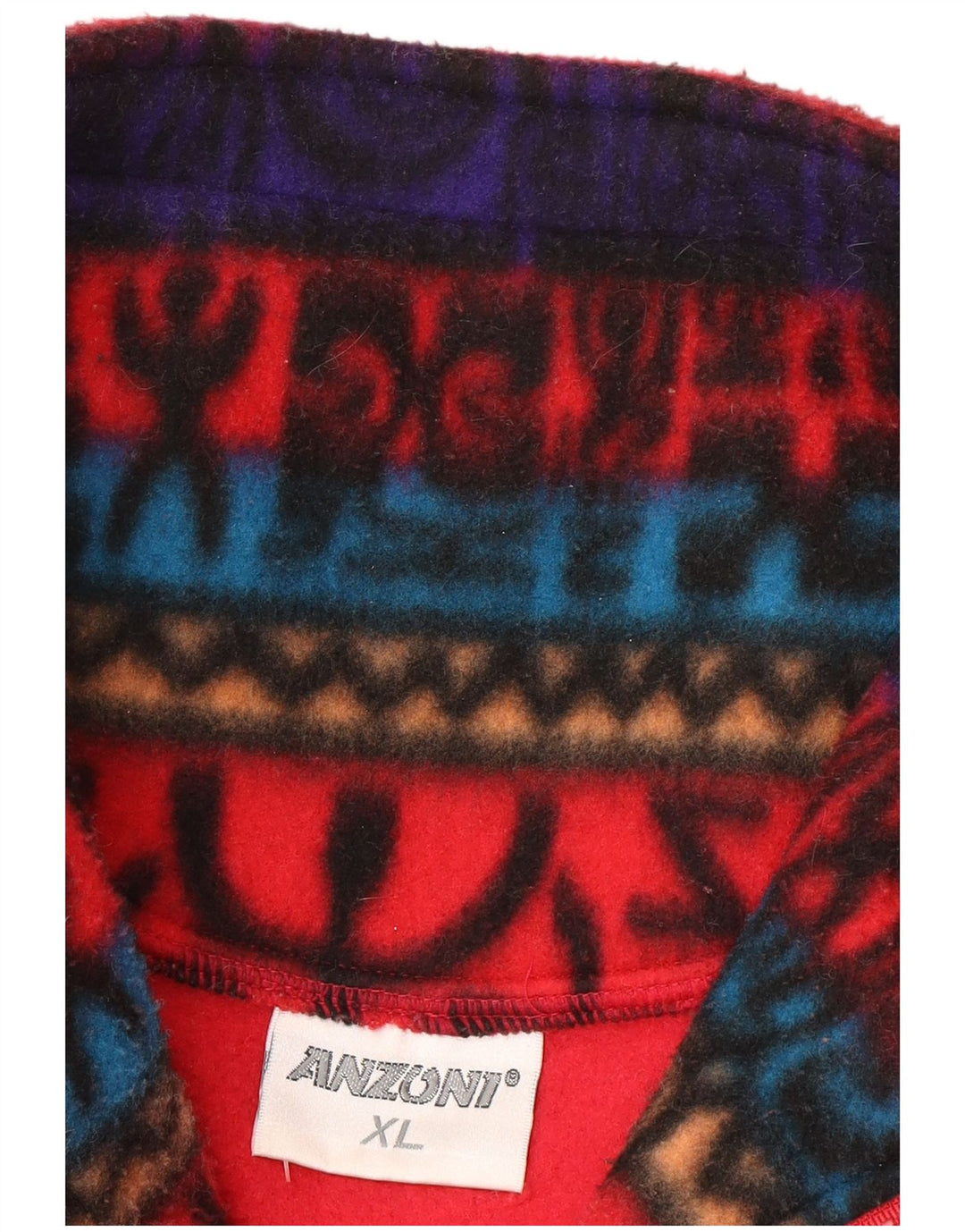 Anzoni Jersey Polar Hombre con Cremallera y Cuello XL Poliéster Geométrico Rojo