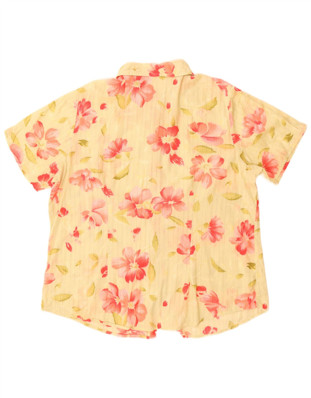 Lee Blusa de manga corta para mujer UK 40 XL Algodón floral amarillo