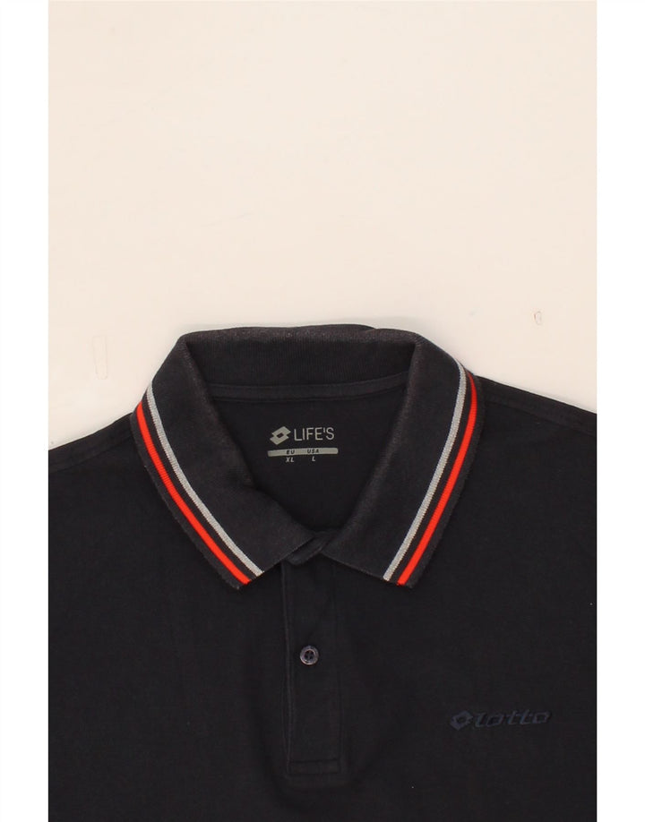 LOTTO Mens Polo Shirt XL Black Vintage Lotto and Second-Hand Lotto from Messina Hembry 