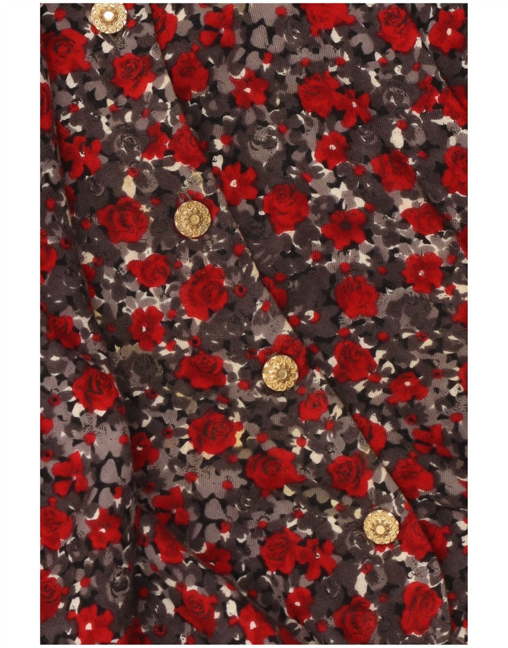 Premode Blusa camisera con lazo frontal para mujer UK 40 XL Rojo Floral