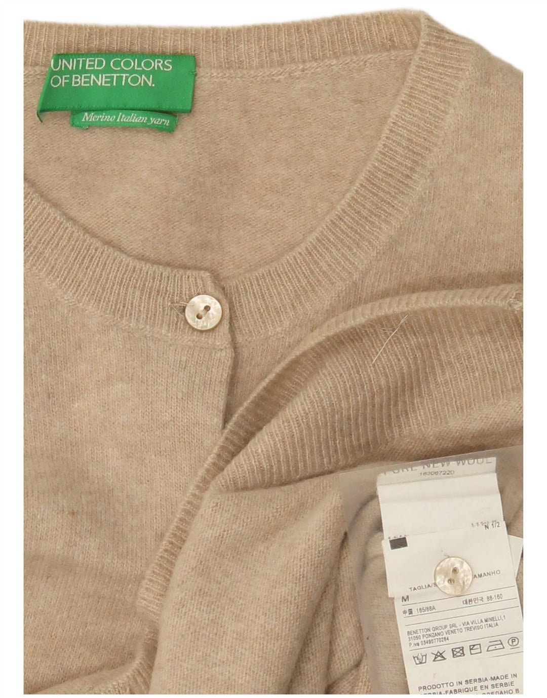 Benetton Cárdigan Mujer EU 42 Medio Beige Lana Nueva