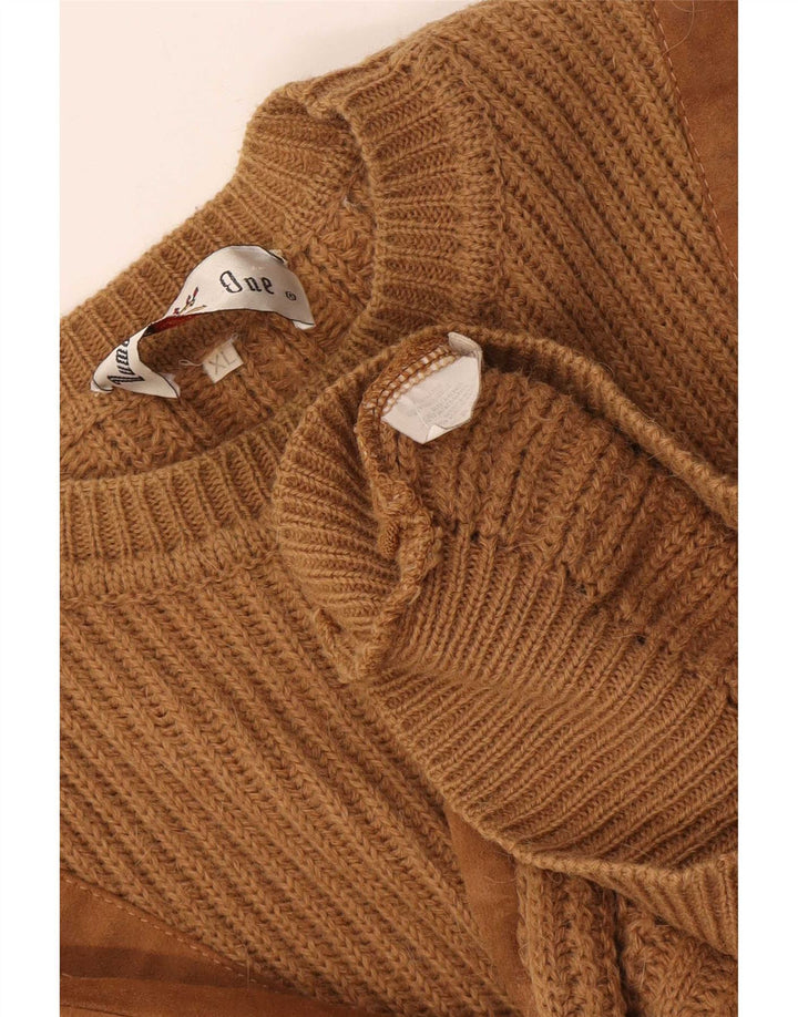 Jersey de cuello redondo para hombre Number 1 XL Lana marrón