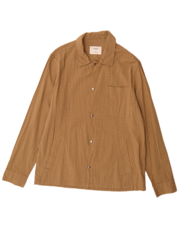 Marks & Spencer Camisa Sobrecamisa De Algodón A Cuadros Marrón Medio Para Hombre