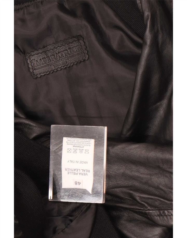 Vintage hombres bombardero chaqueta de cuero IT 48 cuero negro medio
